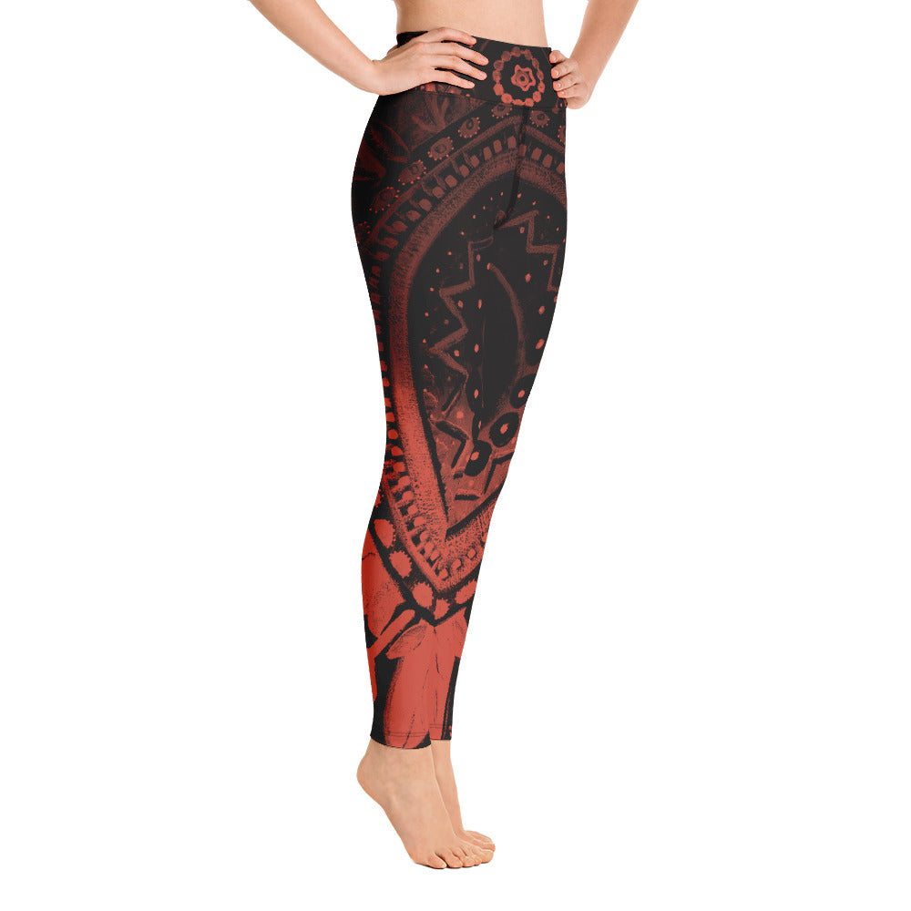 Mandala Rust | Women's Fine Art High-Waist Leggings