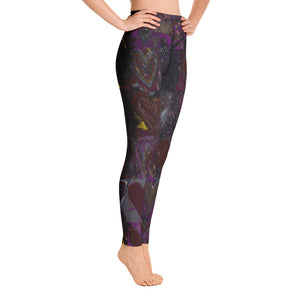 Hearts Without Borders Red and Dark Purple | Women's Fine Art High-Waist Leggings