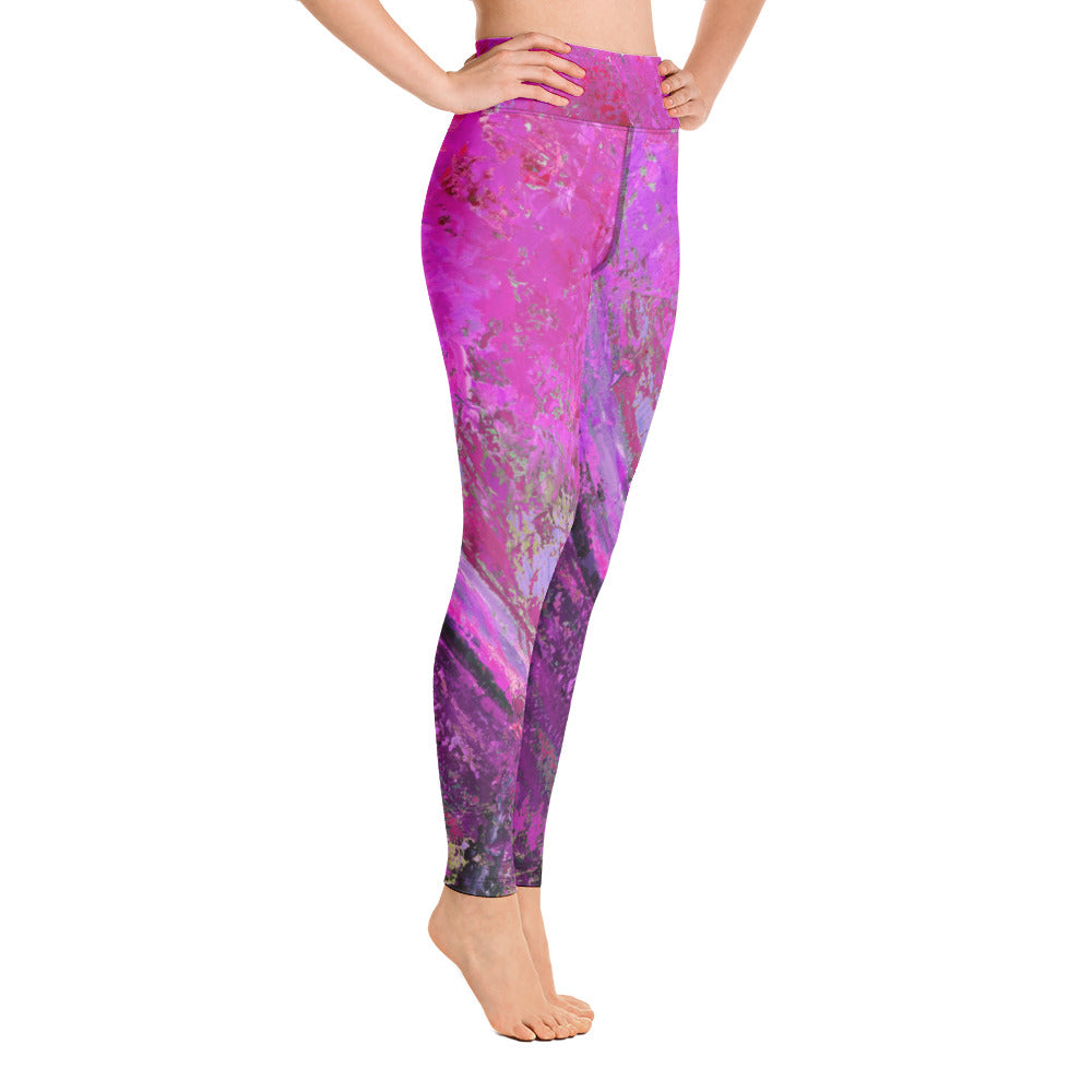 Coral Heart Fuchsia | Women's Fine Art High-Waist Leggings