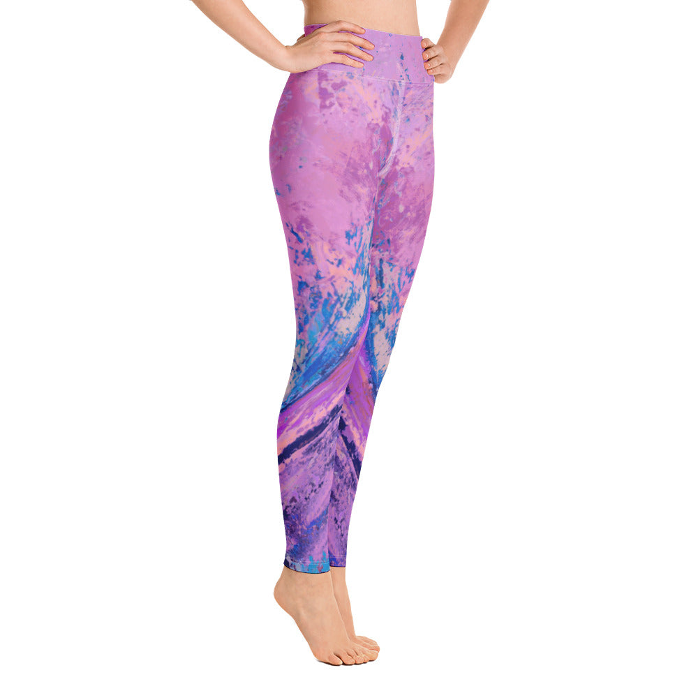 Coral Heart Light Magenta | Women's Fine Art High-Waist Leggings