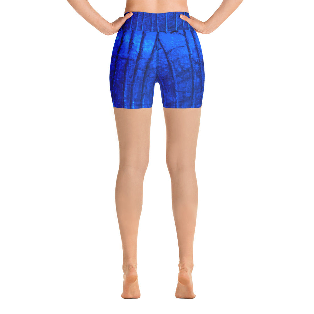 "Cobalt Trees" Yoga Shorts