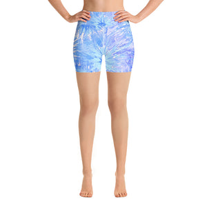 "Light Blue Splatter" Yoga Shorts