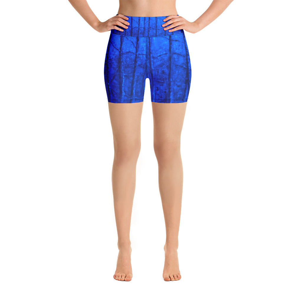 "Cobalt Trees" Yoga Shorts