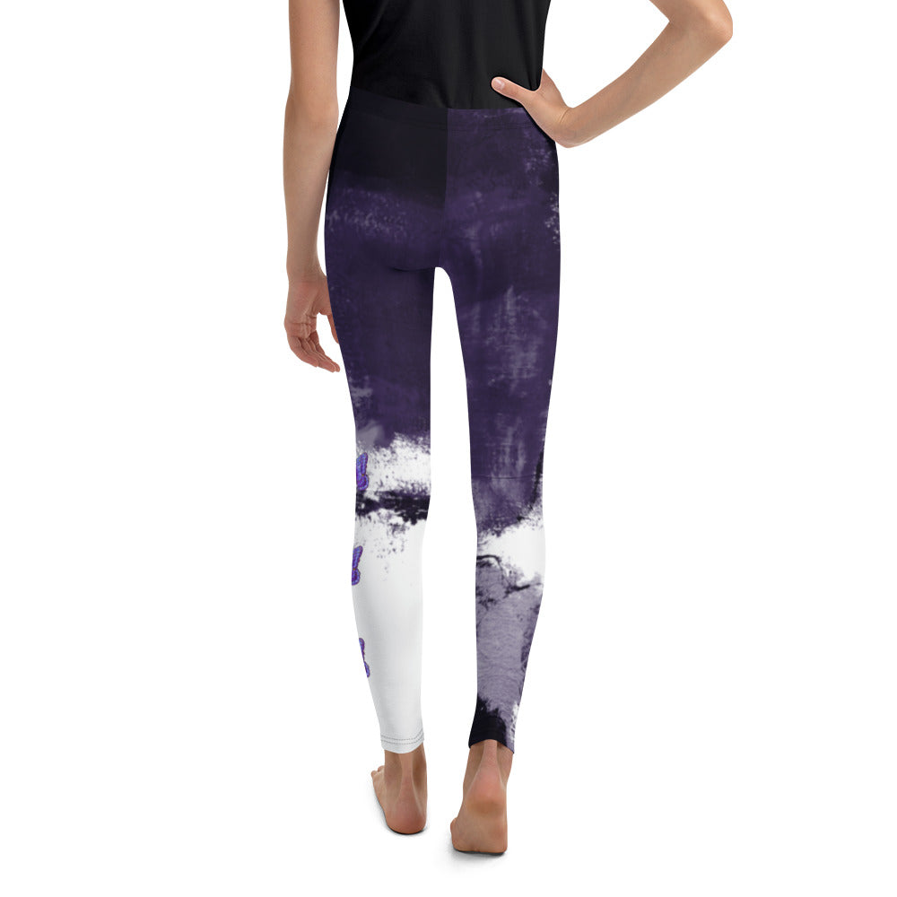 "Abstract Woman Purple with Purple Butterflies" Kid's Leggings