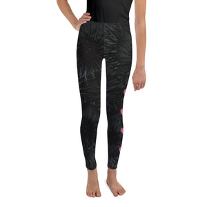 "Black Splatter with Hot Pink Hearts" Kid's Leggings