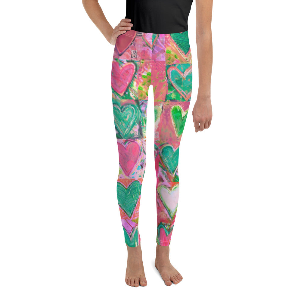 "Hearts without Borders" Pink & Green Kid's Leggings