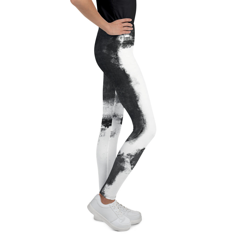 "Abstract Woman Black and White with Red Hearts" Kids Leggings