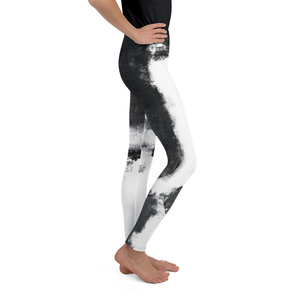 "Abstract Woman Black and White with Red Hearts" Kids Leggings