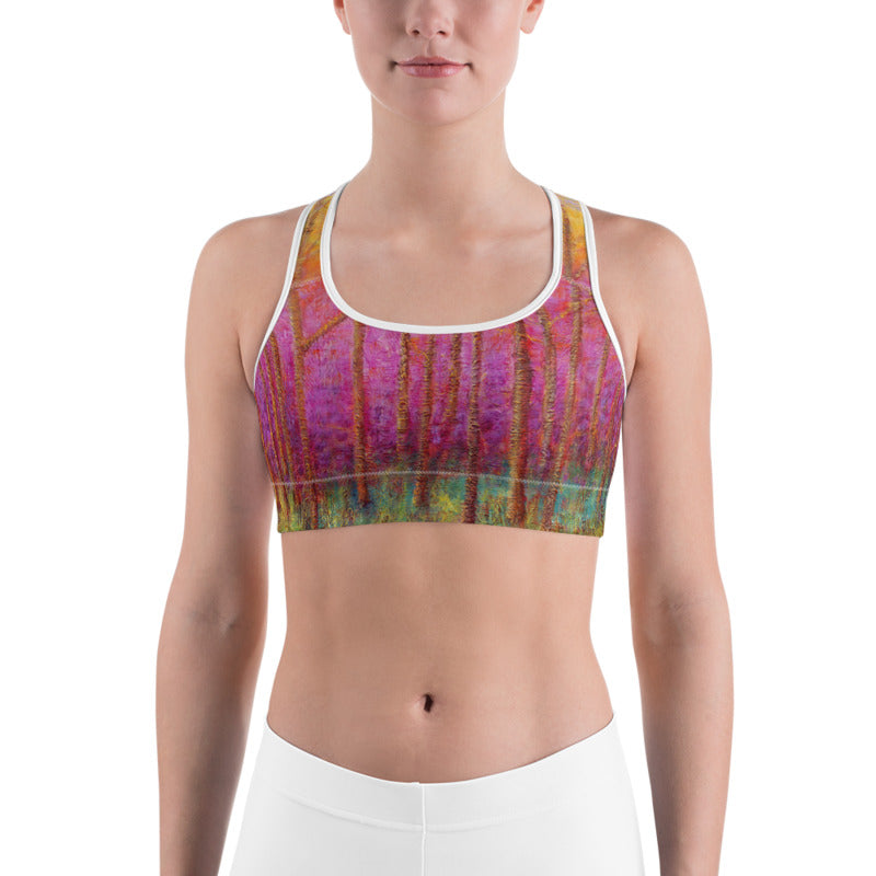 Fuchsia Trees, Women's Fine Art Sports Bra