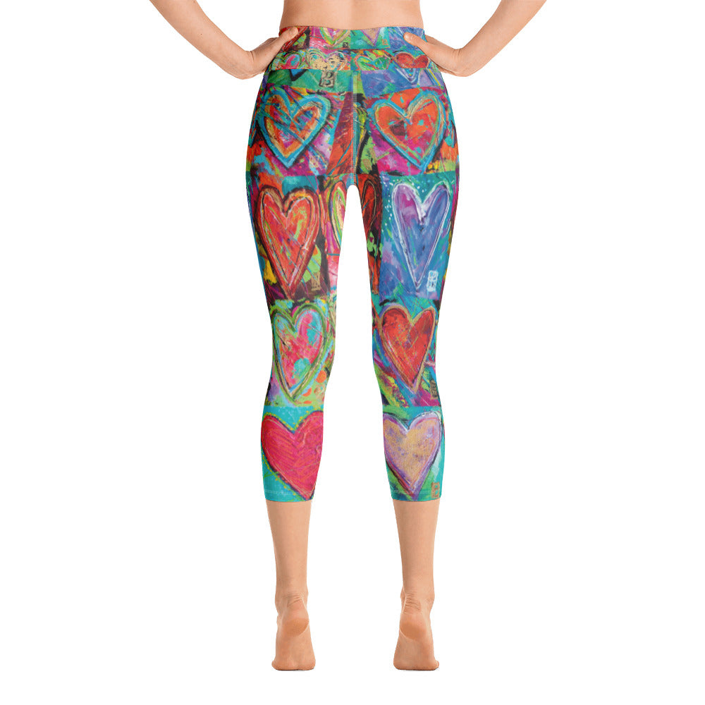 Hearts Without Borders | Women's Fine Art High-Waist Capris