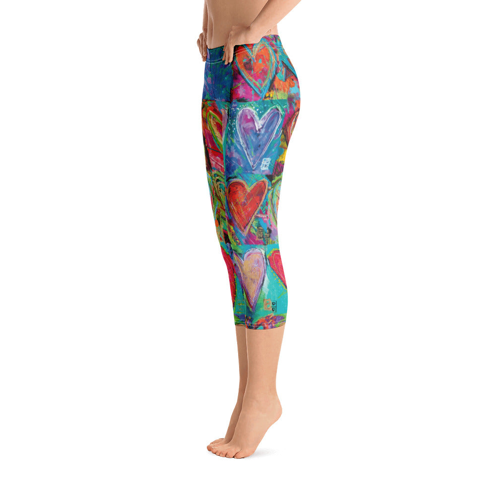 Hearts Without Borders | Women's Fine Art Regular-Waist Capris