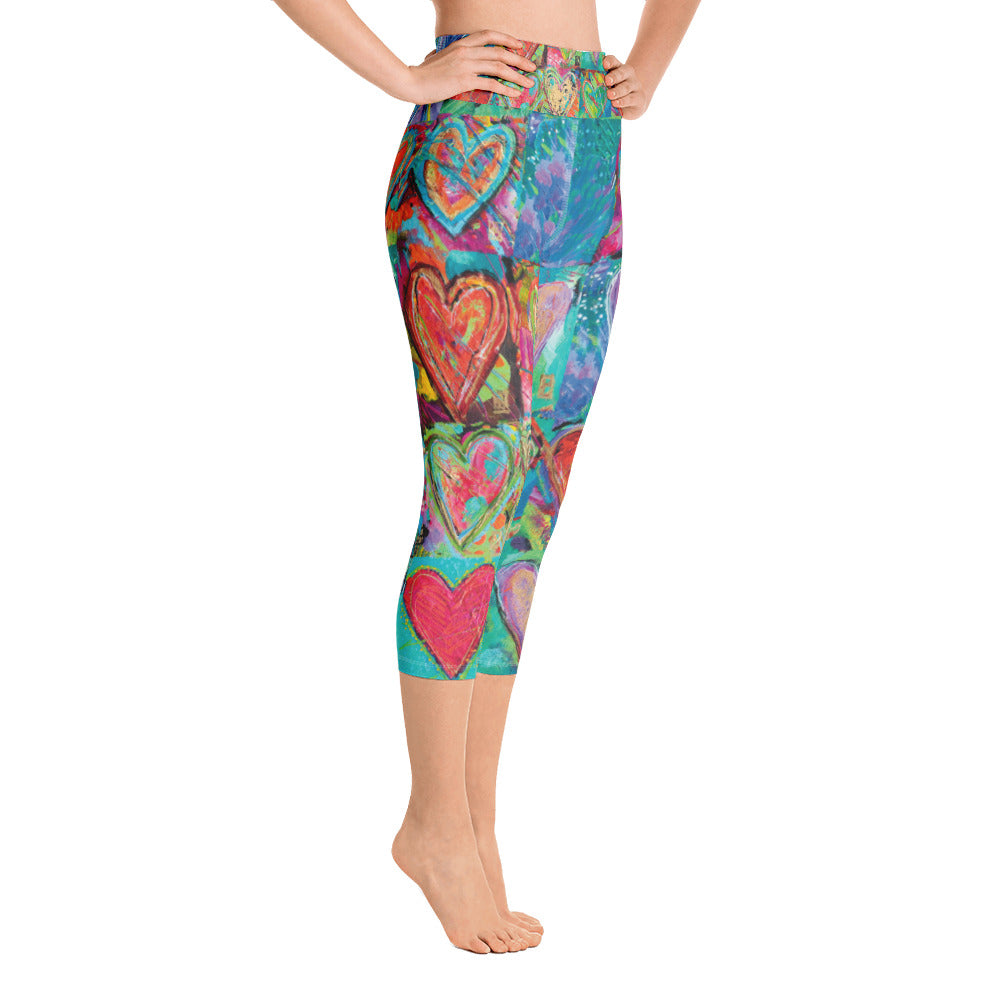 Hearts Without Borders | Women's Fine Art High-Waist Capris