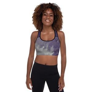 Dark Purple Feather Paws and Claws | Women's Fine Art Padded Sports Bra