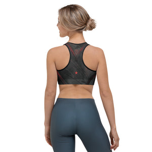 Heart of Color Black with Red Stars | Women's Fine Art Sports Bra