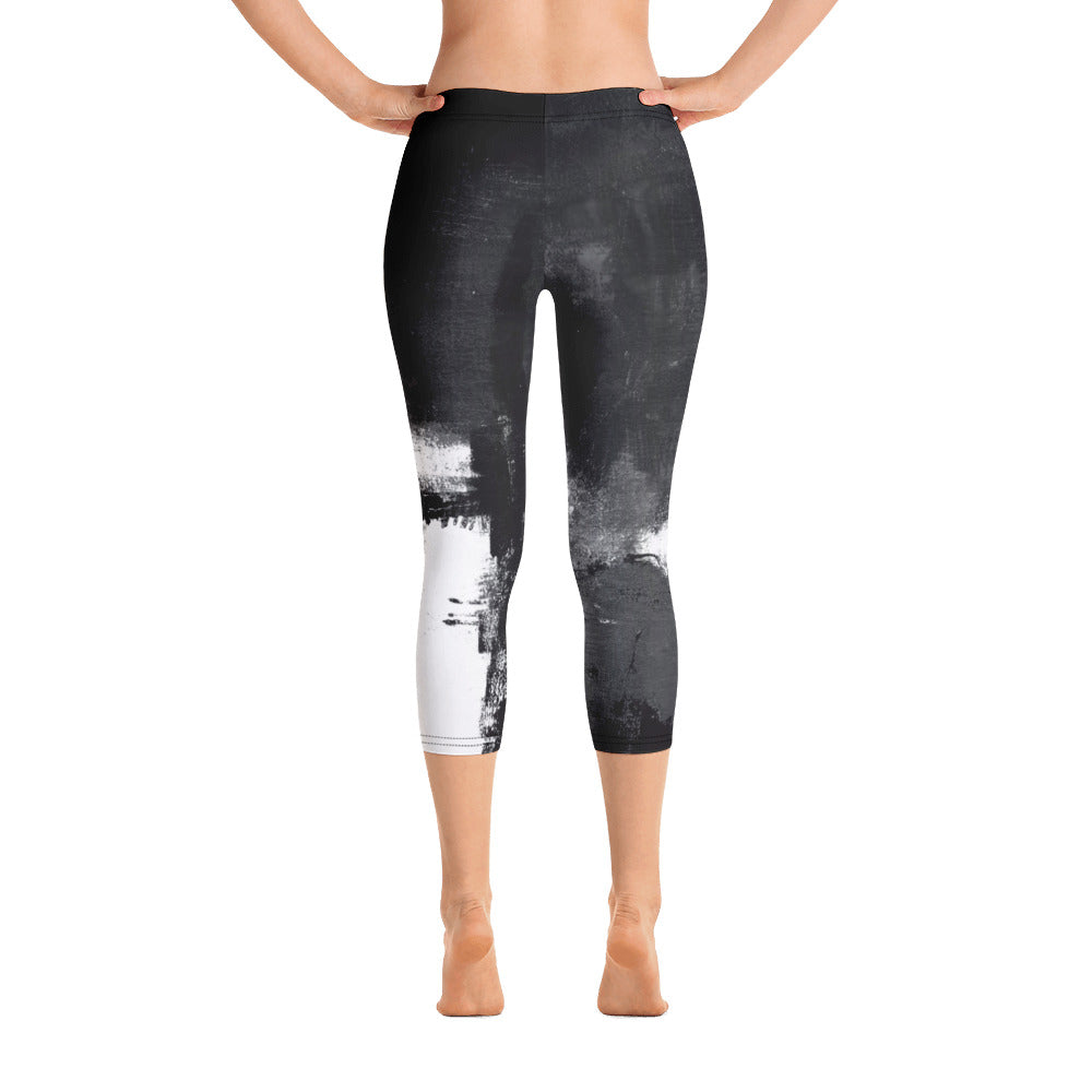 Abstract Woman Black and White | Women's Fine Art Regular-Waist Capris