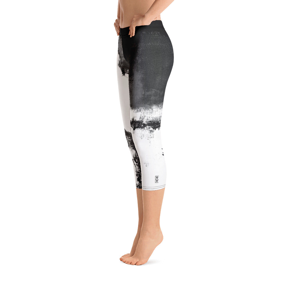 Abstract Woman Black and White | Women's Fine Art Regular-Waist Capris