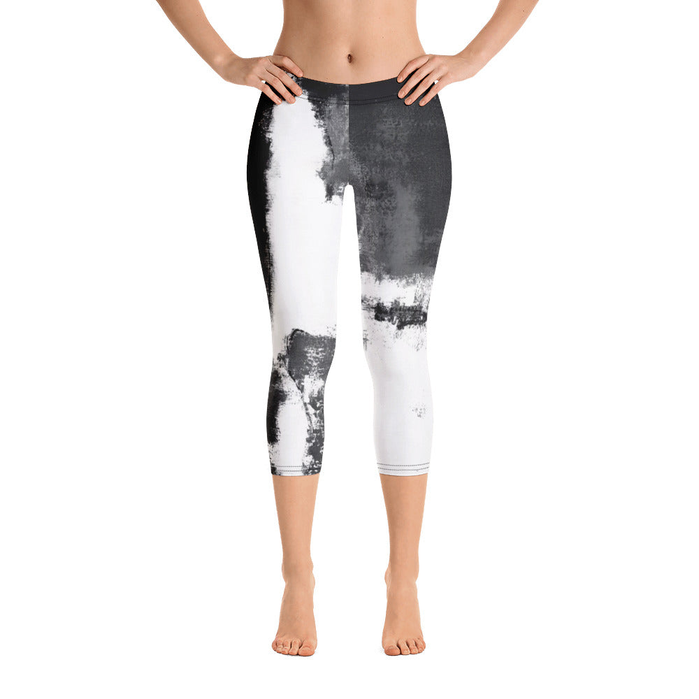 Abstract Woman Black and White | Women's Fine Art Regular-Waist Capris