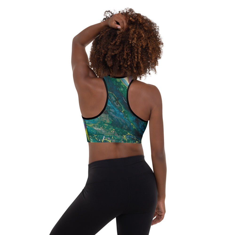 Fluid Dark Teal | Women's Fine Art Padded Sports Bra